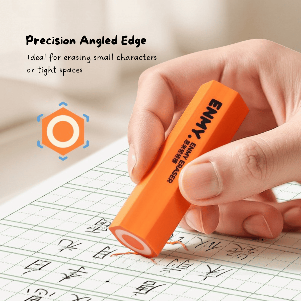 ENMY Soft Hexagonal Eraser for Students 6PCS/Set Aesthetic Portable Rubber
