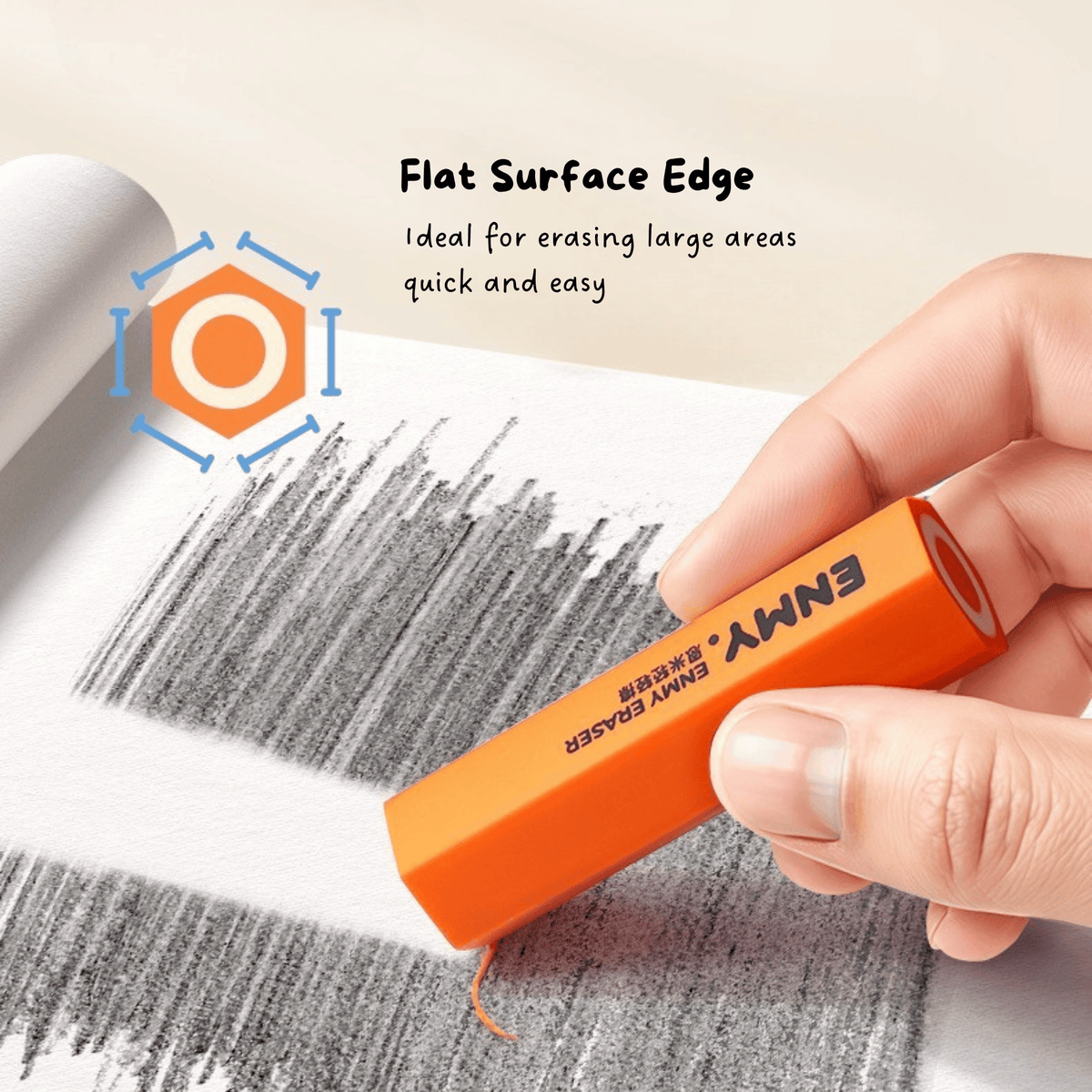 ENMY Soft Hexagonal Eraser for Students 6PCS/Set Aesthetic Portable Rubber