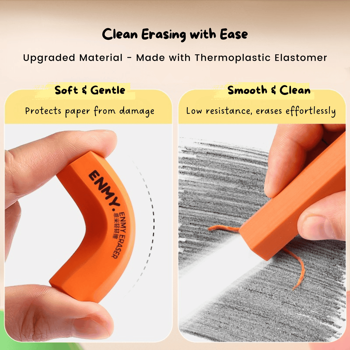 ENMY Soft Hexagonal Eraser for Students 6PCS/Set Aesthetic Portable Rubber